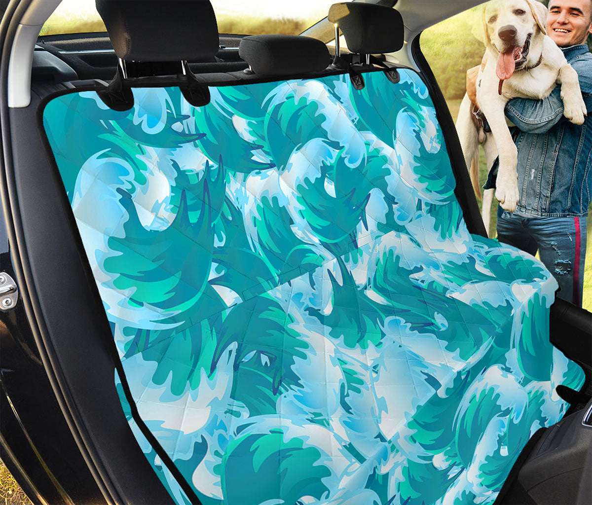 Blue Surfing Wave Pattern Print Pet Car Back Seat Cover