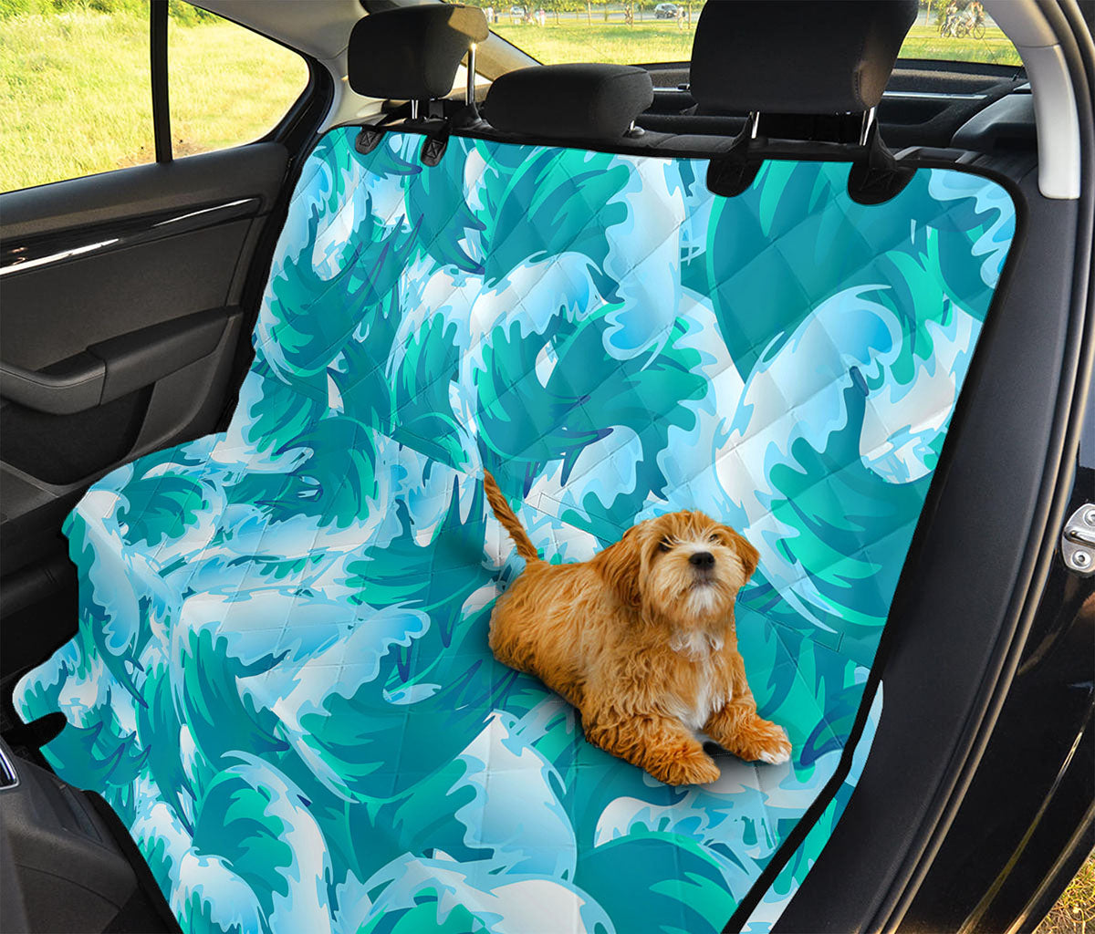 Blue Surfing Wave Pattern Print Pet Car Back Seat Cover