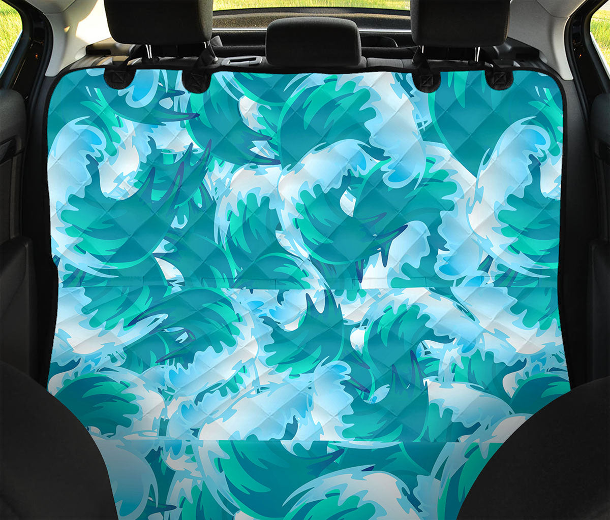 Blue Surfing Wave Pattern Print Pet Car Back Seat Cover