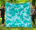 Blue Surfing Wave Pattern Print Quilt
