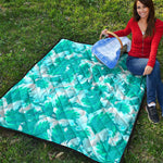 Blue Surfing Wave Pattern Print Quilt