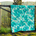 Blue Surfing Wave Pattern Print Quilt