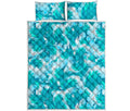 Blue Surfing Wave Pattern Print Quilt Bed Set