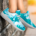 Blue Surfing Wave Pattern Print Sport Shoes GearFrost