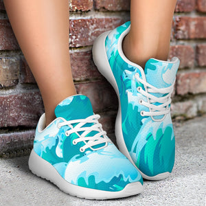 Blue Surfing Wave Pattern Print Sport Shoes GearFrost