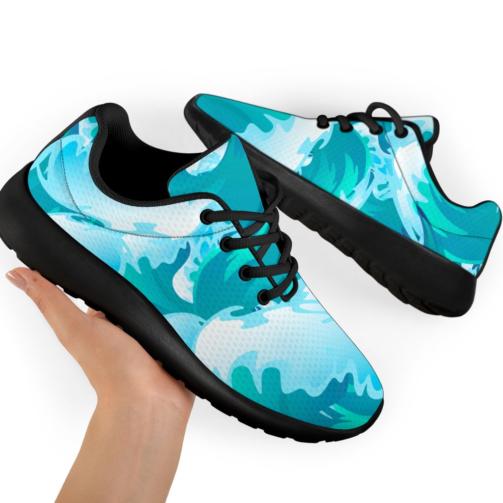 Blue Surfing Wave Pattern Print Sport Shoes GearFrost