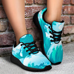 Blue Surfing Wave Pattern Print Sport Shoes GearFrost