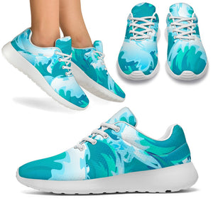 Blue Surfing Wave Pattern Print Sport Shoes GearFrost