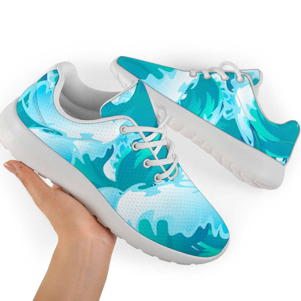 Blue Surfing Wave Pattern Print Sport Shoes GearFrost