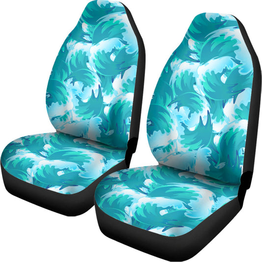 Blue Surfing Wave Pattern Print Universal Fit Car Seat Covers