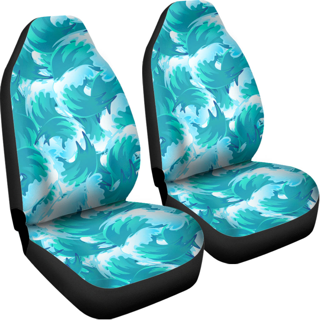 Blue Surfing Wave Pattern Print Universal Fit Car Seat Covers