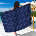 Blue Tartan Pattern Print Beach Sarong Wrap