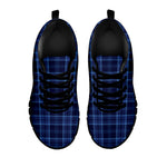 Blue Tartan Pattern Print Black Sneakers