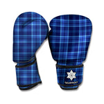 Blue Tartan Pattern Print Boxing Gloves