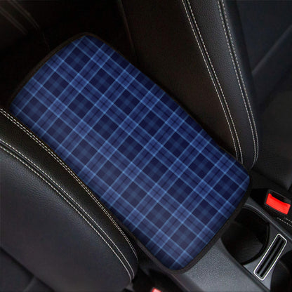 Blue Tartan Pattern Print Car Center Console Cover
