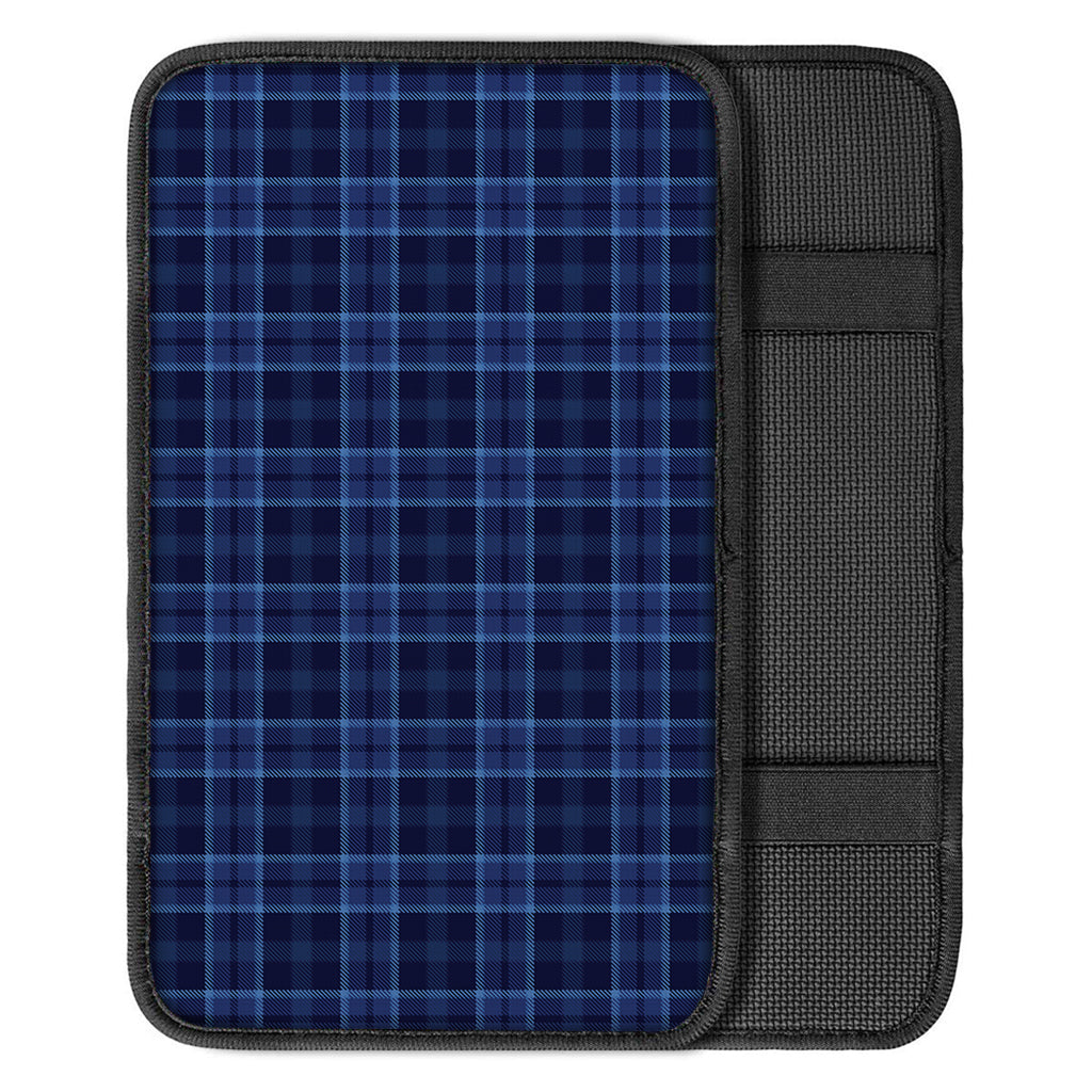 Blue Tartan Pattern Print Car Center Console Cover