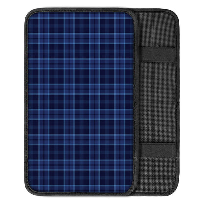 Blue Tartan Pattern Print Car Center Console Cover