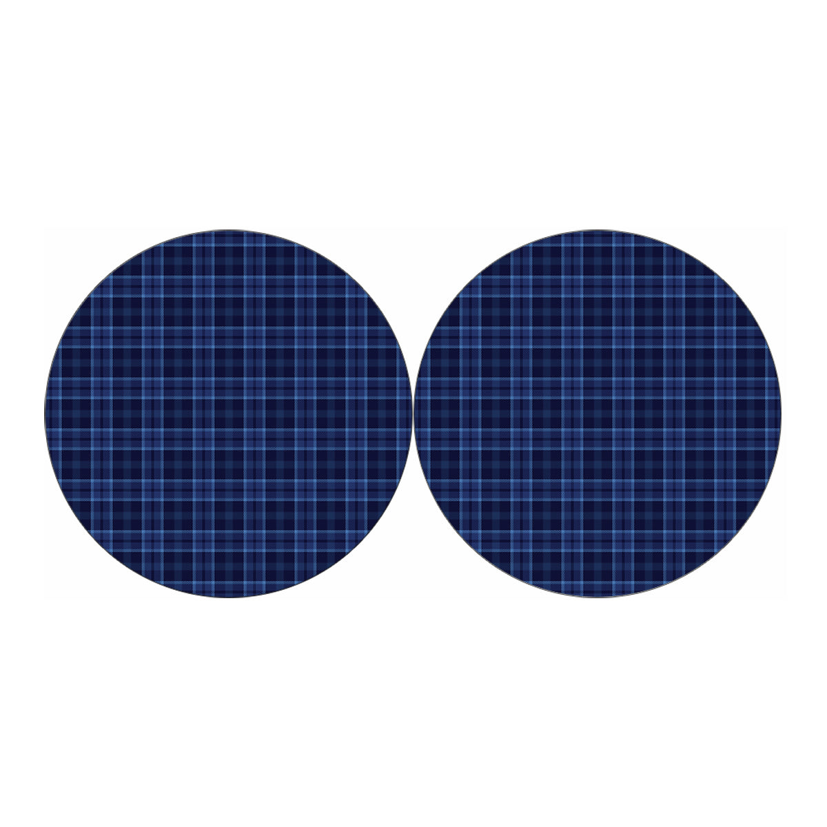 Blue Tartan Pattern Print Car Coasters