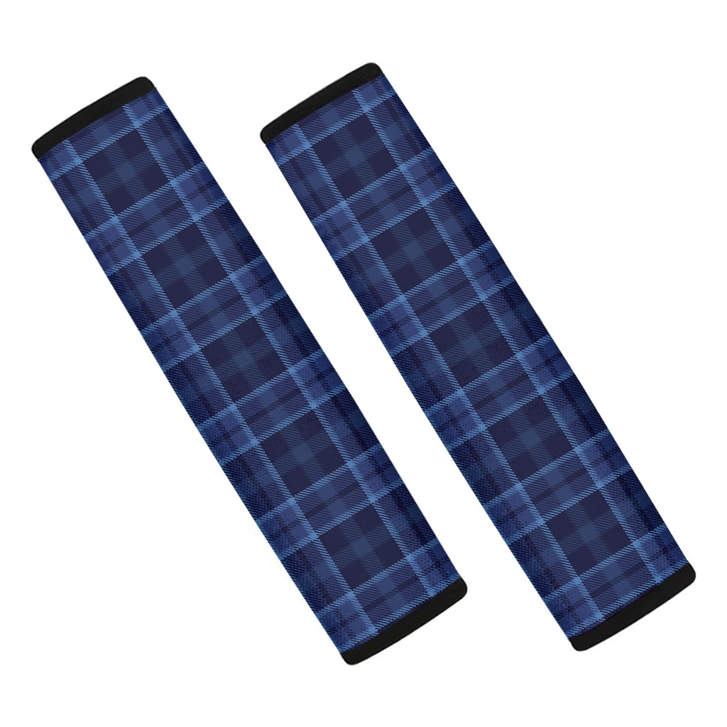 Blue Tartan Pattern Print Car Seat Belt Covers