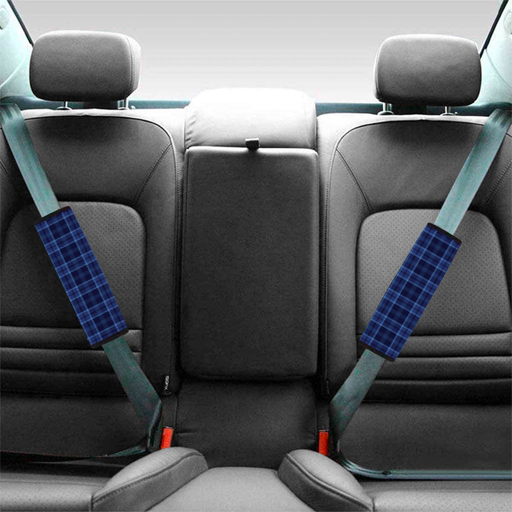 Blue Tartan Pattern Print Car Seat Belt Covers
