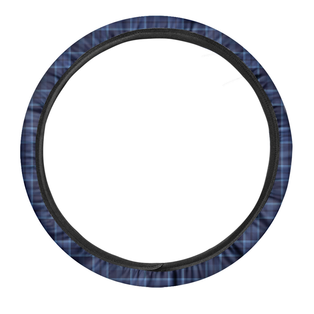 Blue Tartan Pattern Print Car Steering Wheel Cover