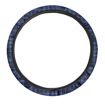 Blue Tartan Pattern Print Car Steering Wheel Cover