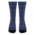 Blue Tartan Pattern Print Crew Socks