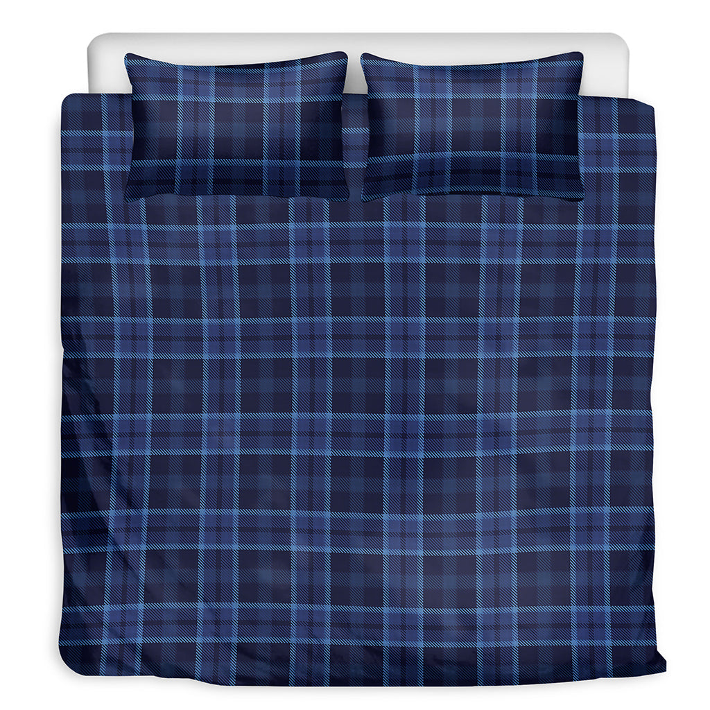 Blue Tartan Pattern Print Duvet Cover Bedding Set