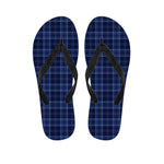 Blue Tartan Pattern Print Flip Flops