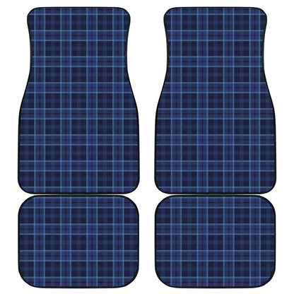 Blue Tartan Pattern Print Front and Back Car Floor Mats