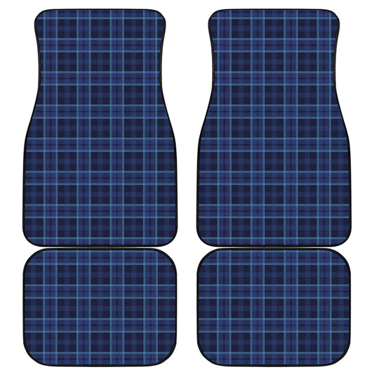 Blue Tartan Pattern Print Front and Back Car Floor Mats
