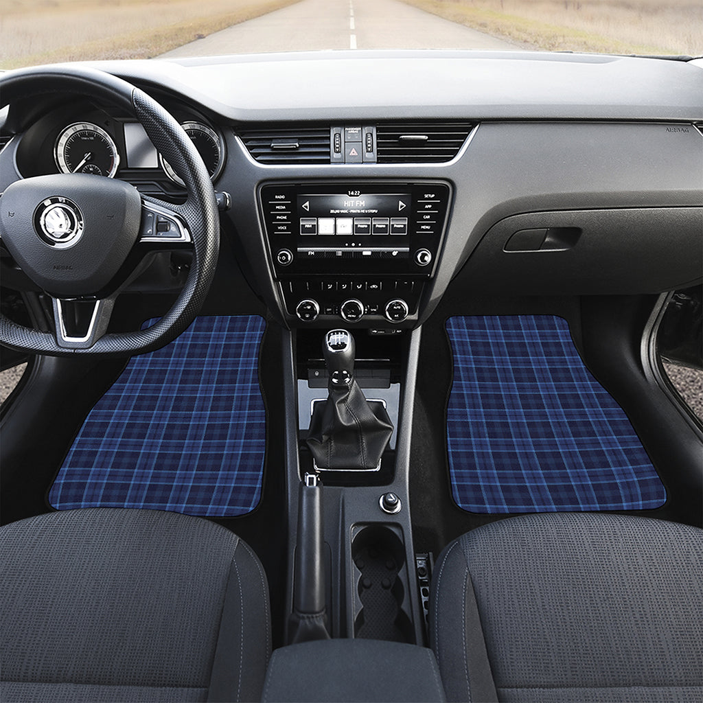 Blue Tartan Pattern Print Front and Back Car Floor Mats