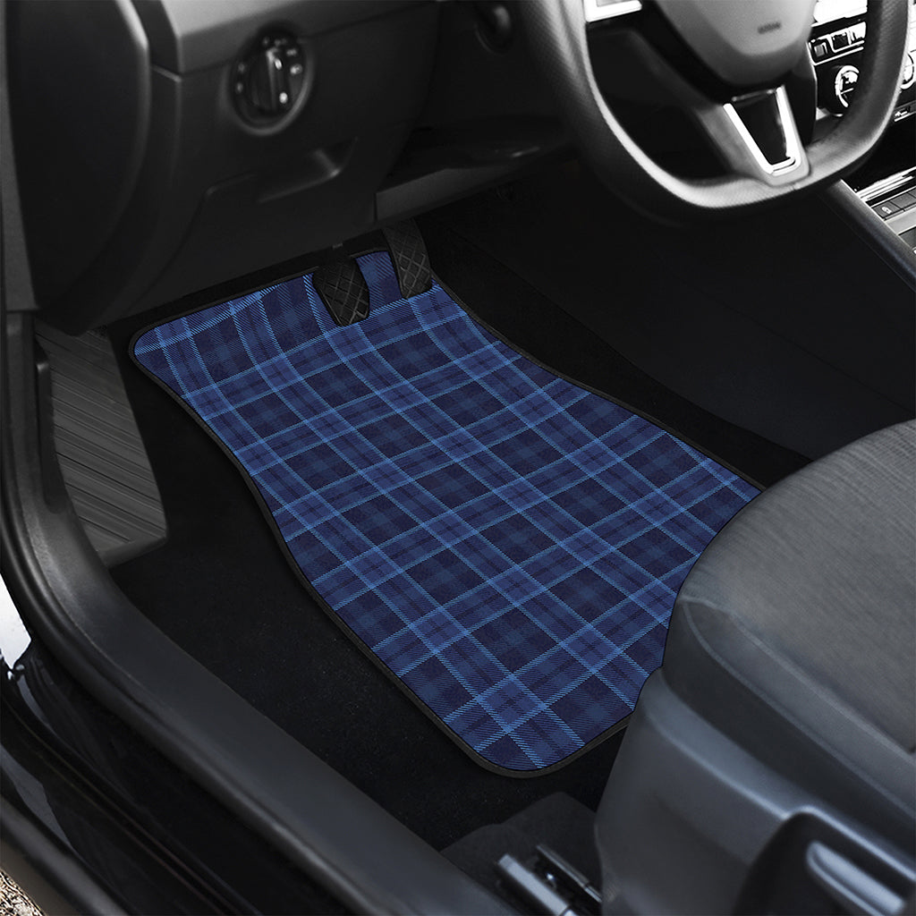 Blue Tartan Pattern Print Front Car Floor Mats