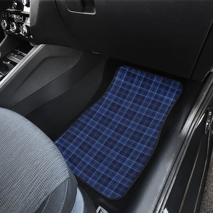 Blue Tartan Pattern Print Front Car Floor Mats