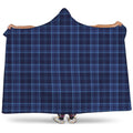 Blue Tartan Pattern Print Hooded Blanket