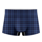 Blue Tartan Pattern Print Men's Boxer Briefs