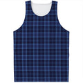 Blue Tartan Pattern Print Men's Tank Top