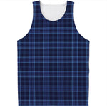 Blue Tartan Pattern Print Men's Tank Top