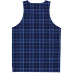 Blue Tartan Pattern Print Men's Tank Top