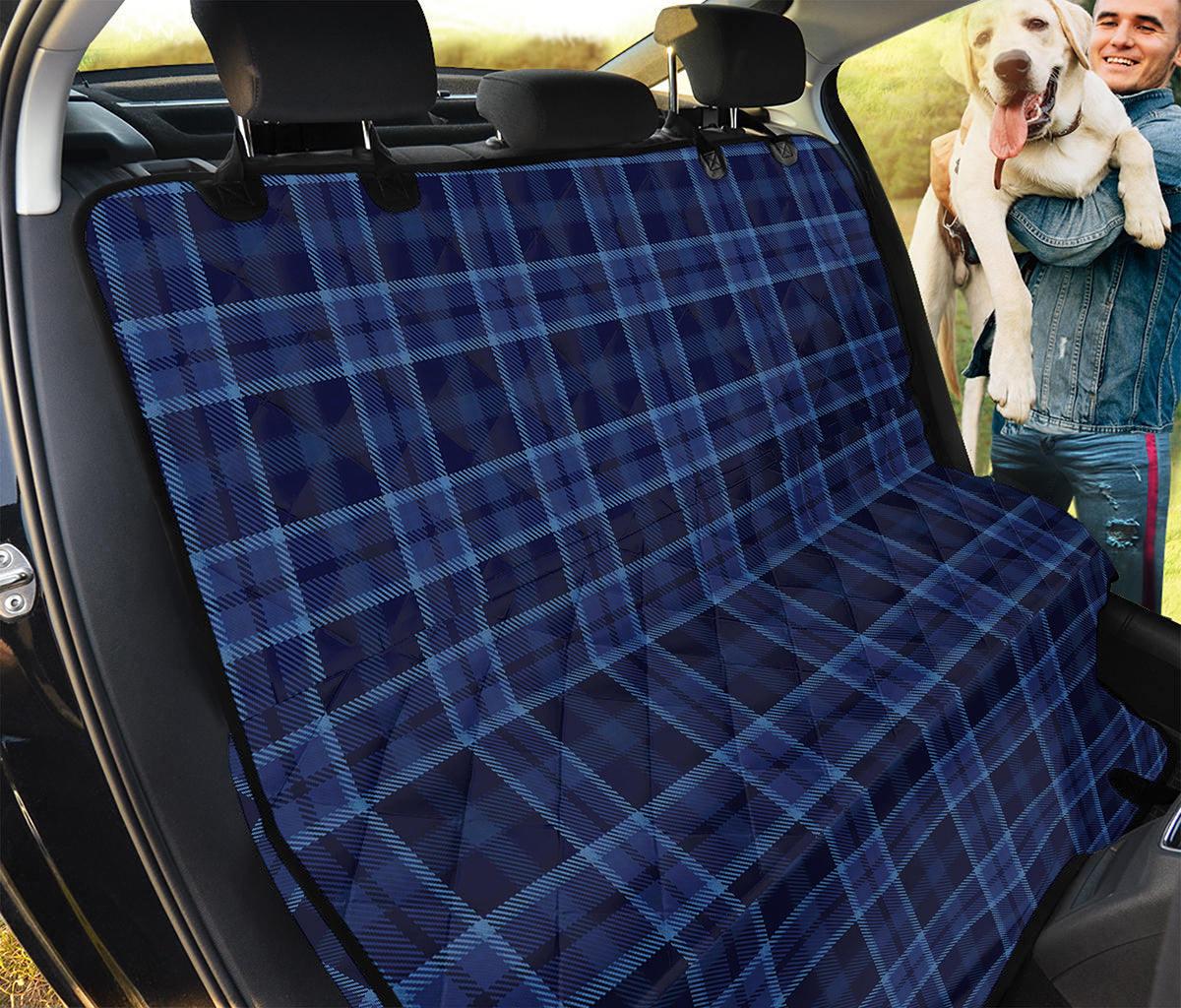 Blue Tartan Pattern Print Pet Car Back Seat Cover