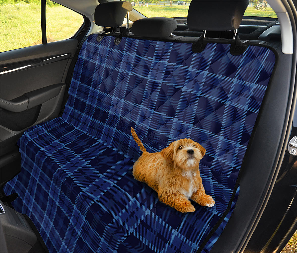 Blue Tartan Pattern Print Pet Car Back Seat Cover