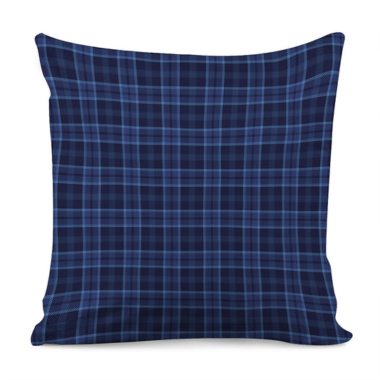 Blue Tartan Pattern Print Pillow Cover
