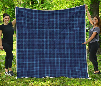 Blue Tartan Pattern Print Quilt