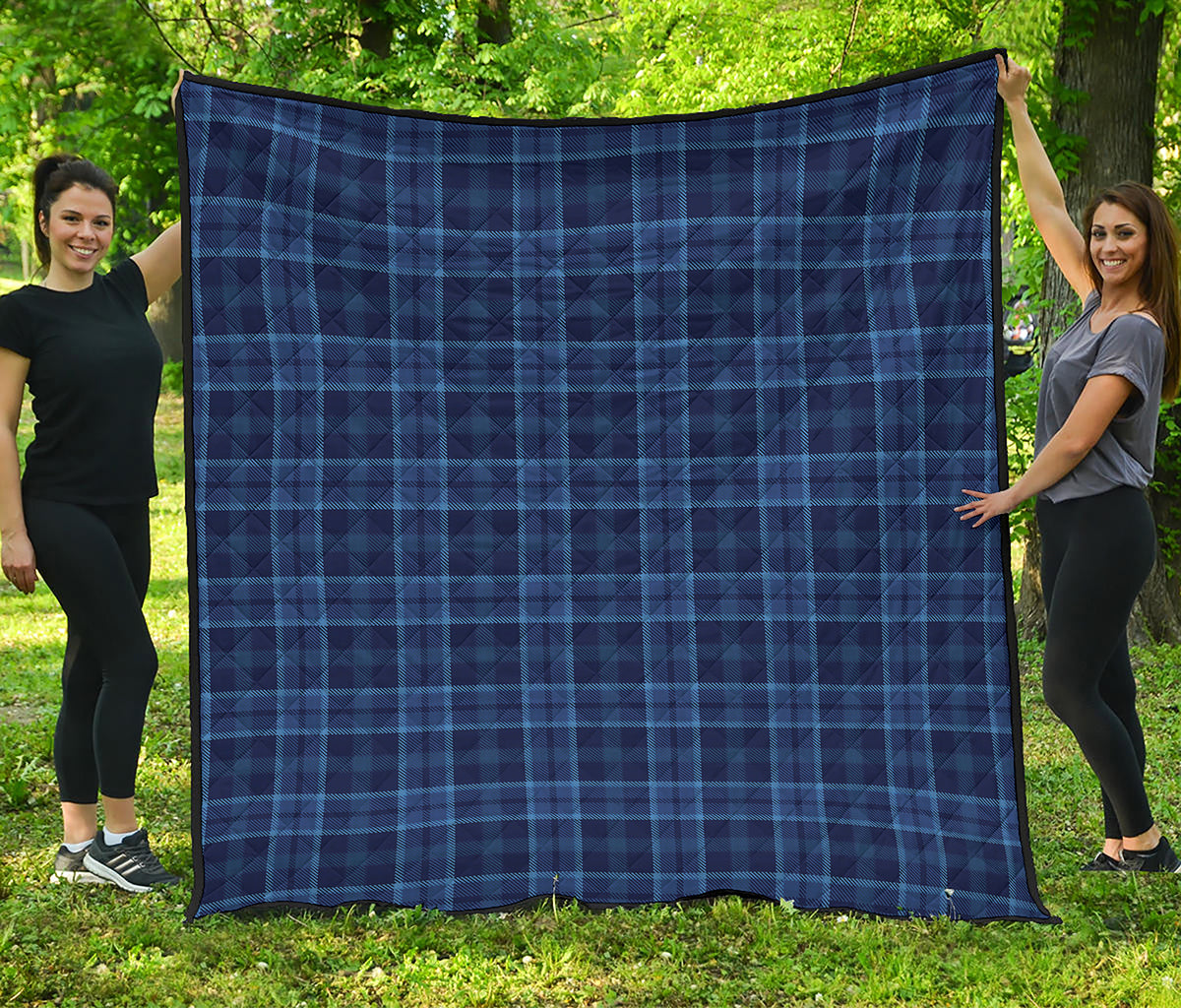 Blue Tartan Pattern Print Quilt