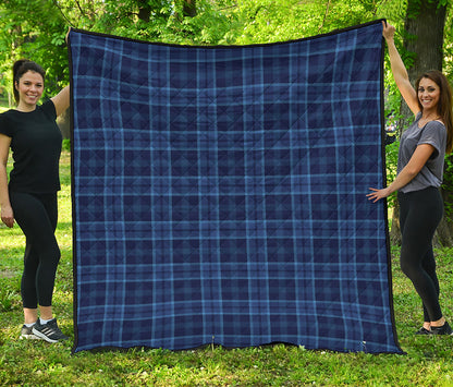 Blue Tartan Pattern Print Quilt