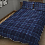 Blue Tartan Pattern Print Quilt Bed Set