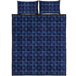 Blue Tartan Pattern Print Quilt Bed Set