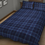 Blue Tartan Pattern Print Quilt Bed Set
