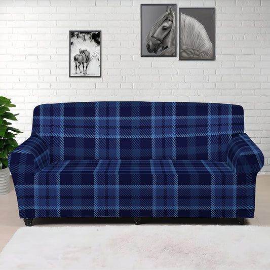 Blue Tartan Pattern Print Sofa Cover