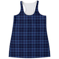 Blue Tartan Pattern Print Women's Racerback Tank Top